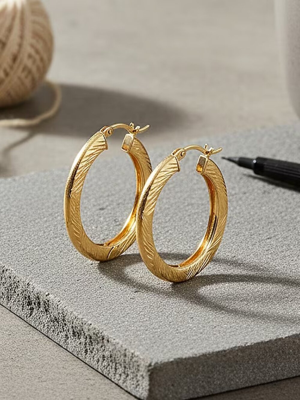 30mm Diamond-cut Hoop Earrings -14K Yellow Gold Ov/Sterling Silver 3.10 Gram NEW